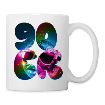 90er,discokugel,party,schrift,mund,retro - Tasse - Weiß - Rechts