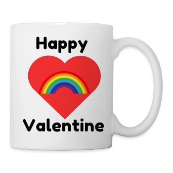 happy valentines day, rainbow, pride - Tasse - Weiß - Rechts