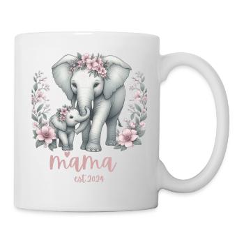 Mama 2024 Elephant Floral Wreath Celebration - Tasse - Weiß - Rechts