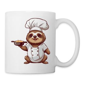 Cute Sloth Comic Chef with Chef's Hat Design - Mug - white - Right