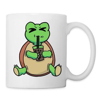 Bubble Tea Drinking Sea Turtle Anime Kawaii - Mug - white - Right