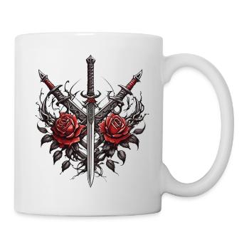 Crossing Swords with Roses and Leaves - Mug - white - Right
