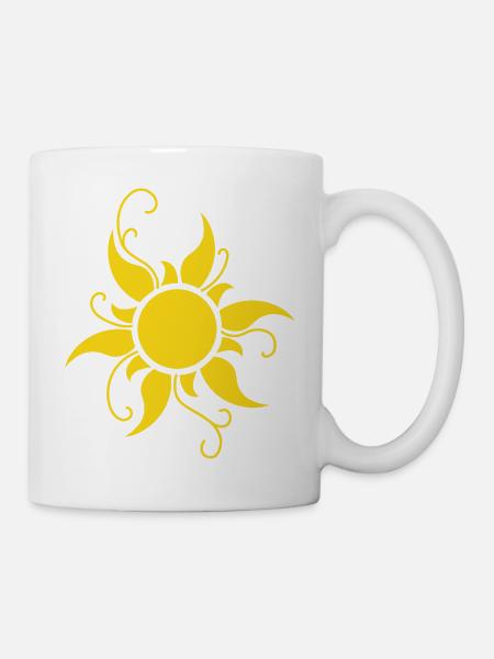 Soleil flamboyant jaune - Mug blanc - blanc
