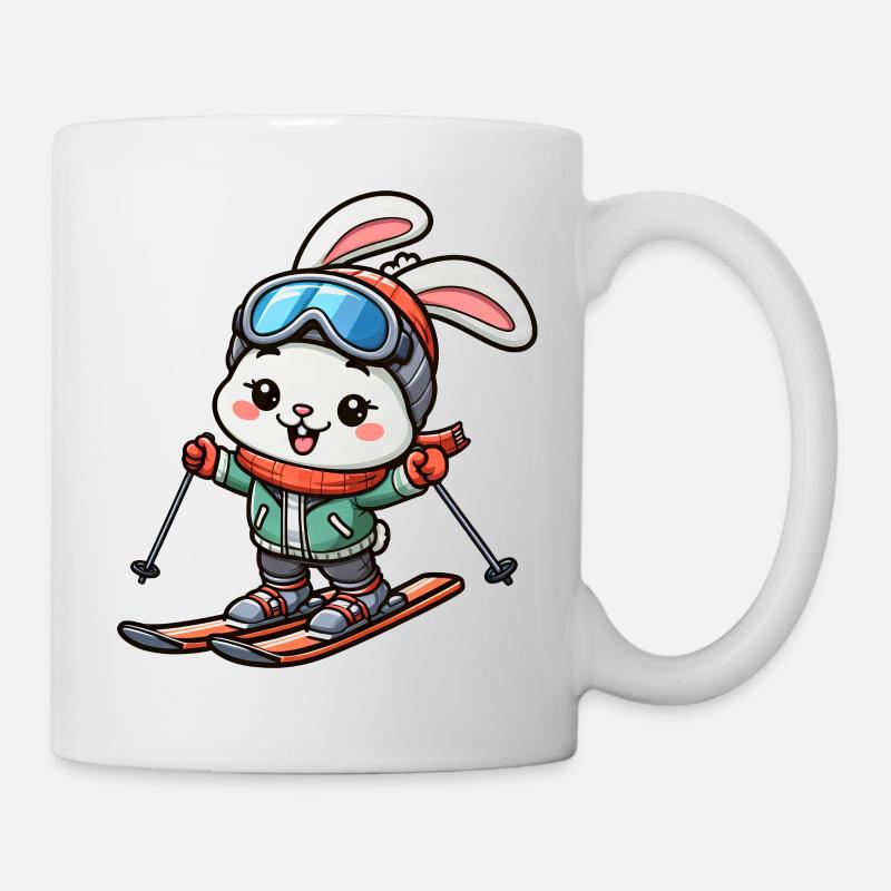 Conception de lapin de skieur de vacances de ski de lapin de neige - Mug blanc - blanc