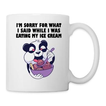 Hungry panda bear with a bowl of ice cream - Mug - white - Right