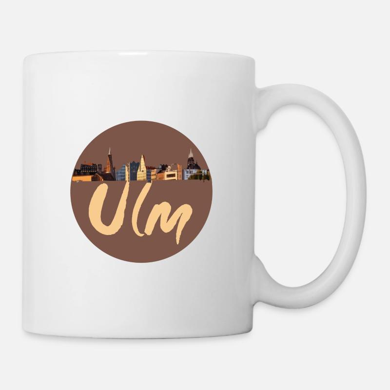 Ulm, ligne d’horizon, brun, ville, rétro - Mug blanc - blanc