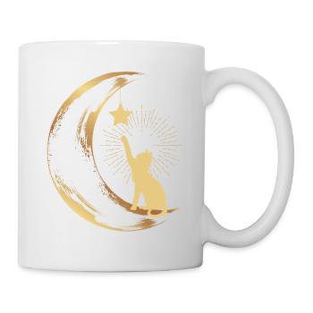 Katze Mond Stern Katzen Liebhaber - Tasse - Weiß - Rechts