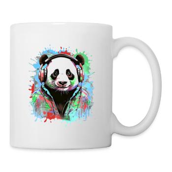 Panda, écouteurs, panda avec des écouteurs, illustration - Mug blanc - blanc - Droite