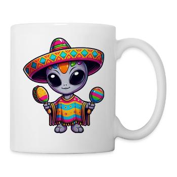 Cinco de Mayo Alien Mignon Dessin Animé Yeux Verts Design - Mug blanc - blanc - Droite