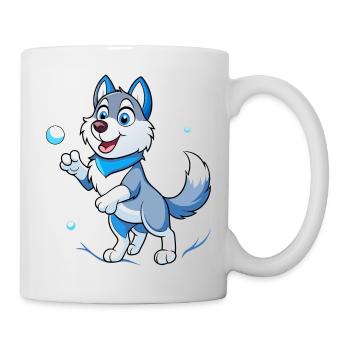 Schneeball-Showdown: Siberian Husky Delight - Tasse - Weiß - Rechts