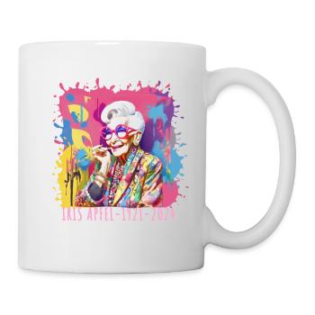 Bunt, Graffiti, illustration, Iris Apfel - Tasse - Weiß - Rechts