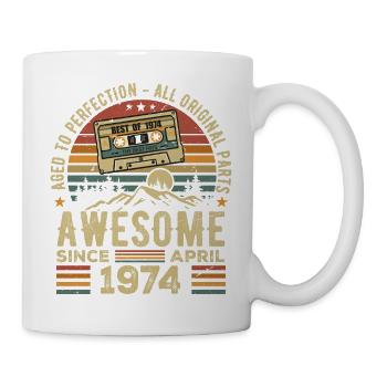 April 1974 Vintage-Geburtstags-Retro-Geschenk - Tasse - Weiß - Rechts