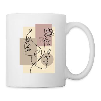 Paar verliebte Menschen einzeiliges Porträt - Tasse - Weiß - Rechts