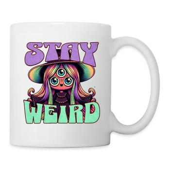 STAY WEIRD Cute and Creepy There Eyed Witch - Mug - white - Right