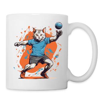 Handball, Cat, Streetwear, Iconic Style - Mug - white - Right