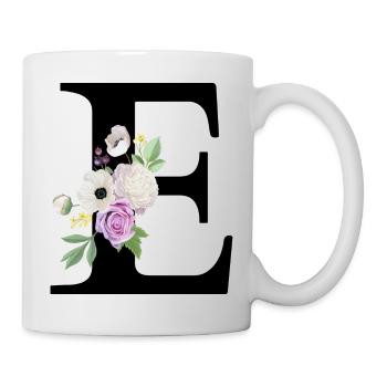 Purple Floral Letter E - Mug - white - Right