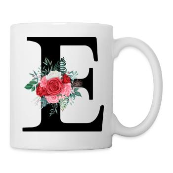 Lettre e floral rouge - Mug blanc - blanc - Droite