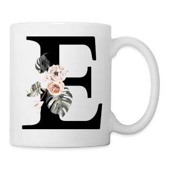 Lettre e floral tropical - Mug blanc - blanc - Droite