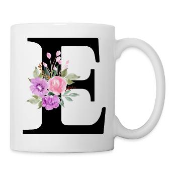 Purple Floral Letter E - Mug - white - Right