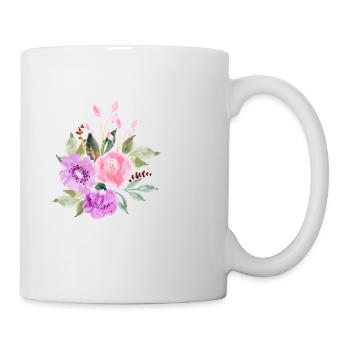 Lettre e floral violet - Mug blanc - blanc - Droite
