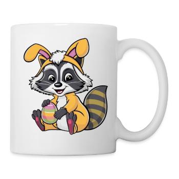Raton laveur comme dessin animé de costume d’oeuf de lapin de Pâques - Mug blanc - blanc - Droite