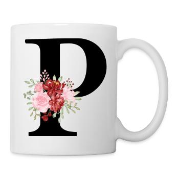 Lettre p floral rouge - Mug blanc - blanc - Droite