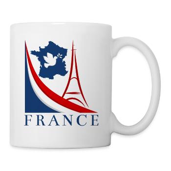 France Flag Dove of Peace Eiffel Tower - Mug - white - Right