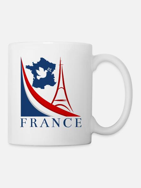 Drapeau de la France Colombe de la Paix Tour Eiffel - Mug blanc - blanc
