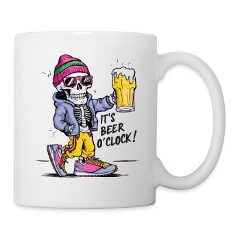 Es ist Bier Uhr Lustiges Skelett - Tasse - Weiß - Rechts