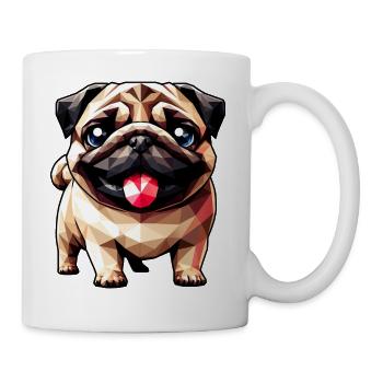 Geometrischer Mops: Polygon-Kunstwerk - Tasse - Weiß - Rechts
