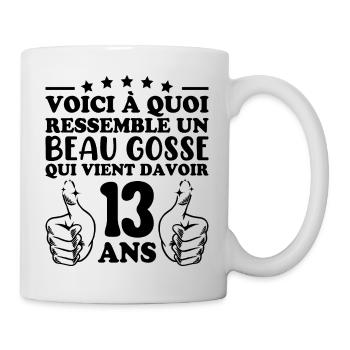 13 Years Old Gift Idea Humor Birthday Handsome Kid - Mug - white - Right
