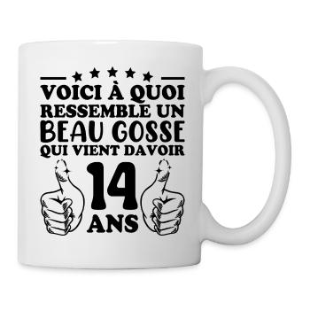 14 Jahre alte Geschenkidee Humor Geburtstag gutaussehendes Kind - Tasse - Weiß - Rechts