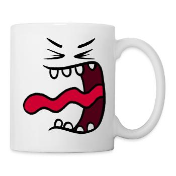 Lustiges Cartoon-Gesicht wütend - Tasse - Weiß - Rechts