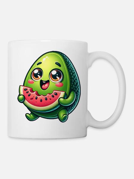 Avocado & Wassermelone Süßes Comic - Tasse - Weiß