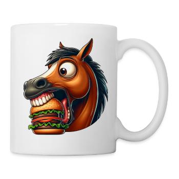 Pferd Burger Hamburger Fast Food Fan - Tasse - Weiß - Rechts