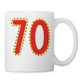 70. 70 JAHRE. 70. JAHRESTAG. 70-JÄHRIGES JUBILÄUM. - Tasse - Weiß - Rechts