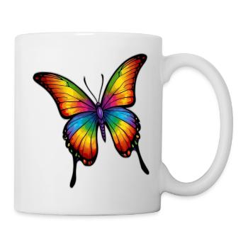 Regenbogen Schmetterling - Tasse - Weiß - Rechts