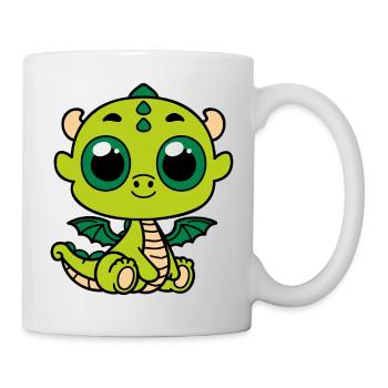 Dragon vert mignon - Mug blanc - blanc - Droite