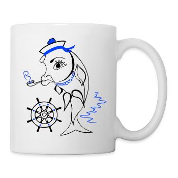 Marin, Poisson, Ahoy - Mug blanc - blanc - Droite