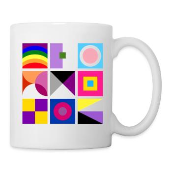 Liebe ist wie Kunst – bunt – LGBTQIA+ geometrisch - Tasse - Weiß - Rechts