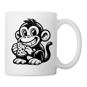 Chimpanzé avec motif monochrome biscuit - Mug blanc - blanc - Droite