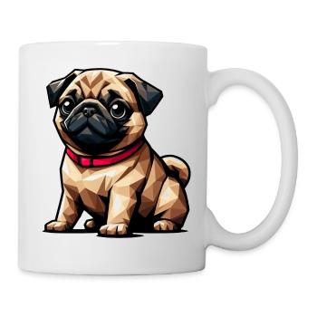 Geometrische Mopsdesign Hund Polygon Kunst - Tasse - Weiß - Rechts
