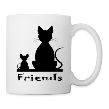 Katze und Maus als Freunde - Tasse - Weiß - Rechts