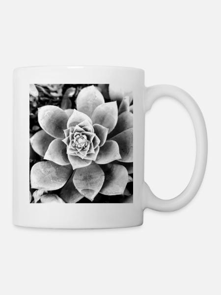 schwarz-weiße Blume - Tasse - Weiß
