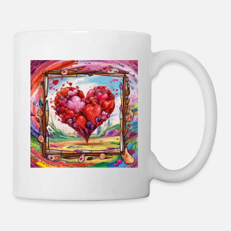Liebe ist wie Kunst – bunt - Tasse - Weiß