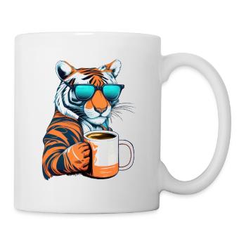 Tiger liebt Kaffee - Tasse - Weiß - Rechts