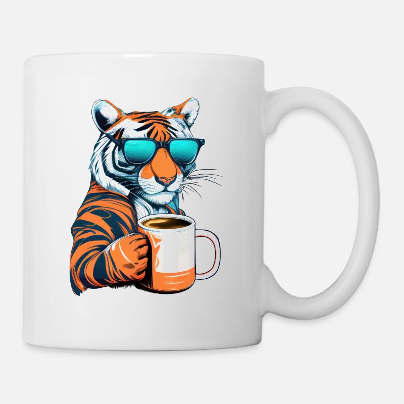 Tiger liebt Kaffee - Tasse - Weiß