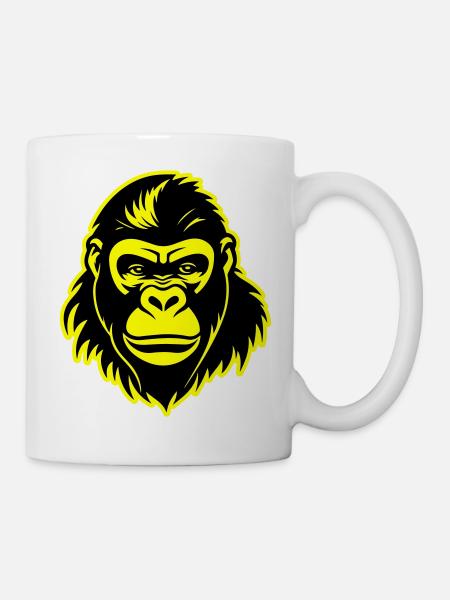 Gorilla Kopf - Tasse - Weiß