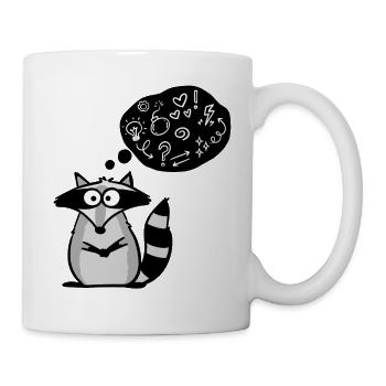 Nachdenklicher Waschbär - Tasse - Weiß - Rechts