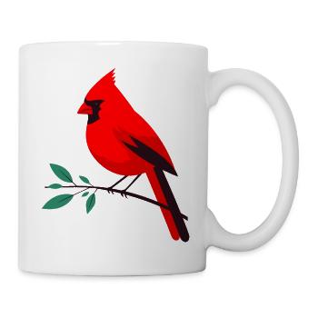 Knalliger Kardinal auf Zweig - Tasse - Weiß - Rechts